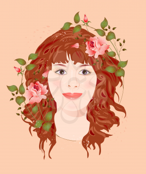ginger girl with roses