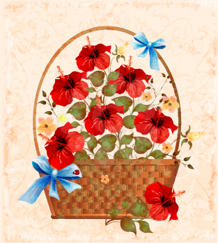 hibiscuses into basket