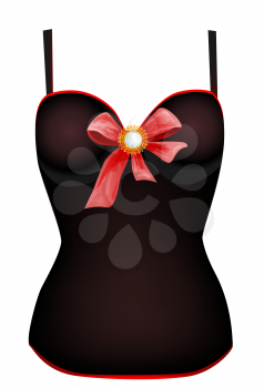 seductive vintage corset with red ribbon