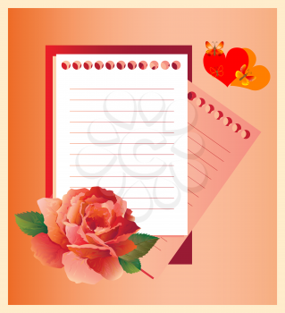 romantic letter with red rose