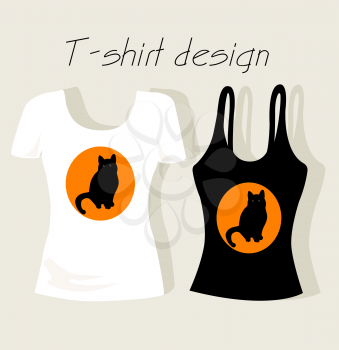 T-shirt design with  cat