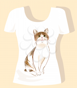 t-shirt design  with tabby cat