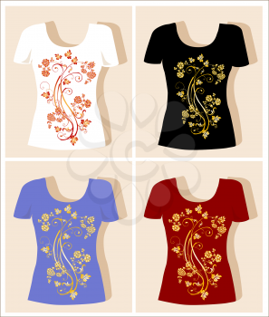 t-shirt design  with  vintage floral element