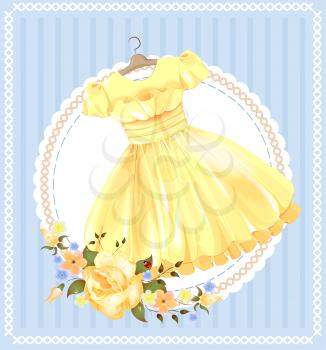 vintage  label with yellow dress 