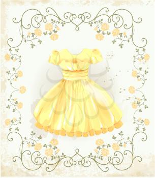vintage label with yellow dress