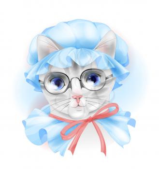 portrait of the vintage cat with glasses 