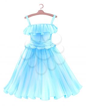 Festive  blue dress for girl. Princess style 