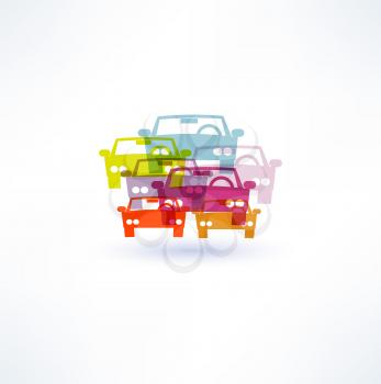 Royalty Free Clipart Image of Colorful Cars