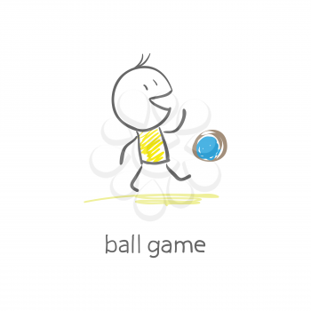 Royalty Free Clipart Image of a Man Playing With a Ball