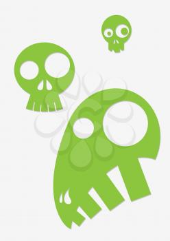 Royalty Free Clipart Image of Green Skulls