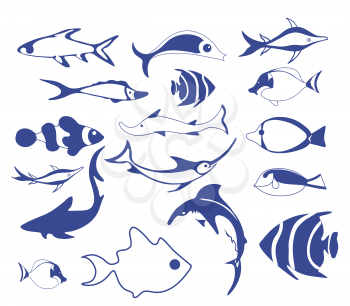 Royalty Free Clipart Image of a Bunch of Fish
