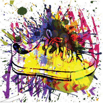 Royalty Free Clipart Image of a Colorful Sneaker