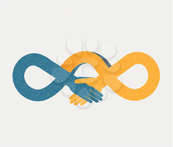 Royalty Free Clipart Image of an Infinity Handshake Concept