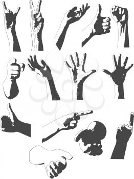 Royalty Free Clipart Image of a Bunch of Hands