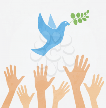 Royalty Free Clipart Image of Hands Releasing a Dove