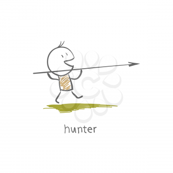 Royalty Free Clipart Image of a Hunter With a Spear