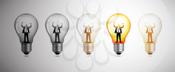 Royalty Free Clipart Image of Businessmen in Light Bulbs