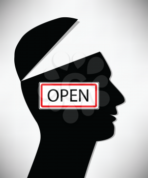 Royalty Free Clipart Image of a Conceptual Illustration of an Open Minded Man