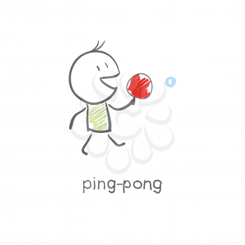 Royalty Free Clipart Image of a Man Playing Ping Pong