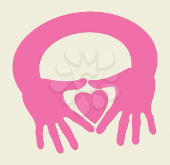 Royalty Free Clipart Image of Hands Holding a Heart