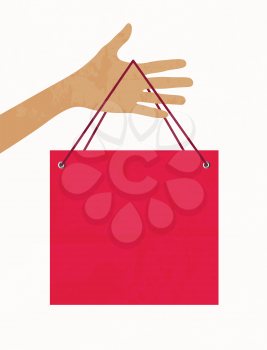 Royalty Free Clipart Image of a Person Holding a Shopping Bag