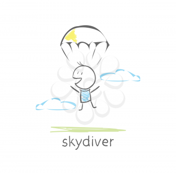 Royalty Free Clipart Image of a Skydiver