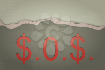 Royalty Free Clipart Image of a Money SOS Concept