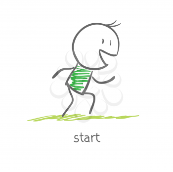Royalty Free Clipart Image of an Athlete at the Start Line