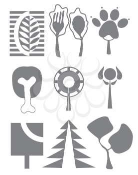 Royalty Free Clipart Image of Abstract Tree Icons