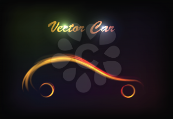 Royalty Free Clipart Image of a Luminous Car Silhouette