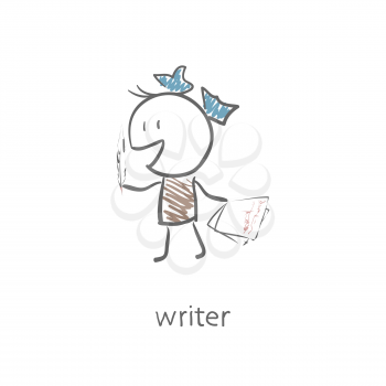 Royalty Free Clipart Image of a Female Writer