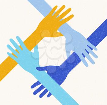 hands teamwork.  connecting concept. Vector illustration