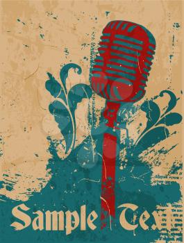 grunge concert poster with microphone
