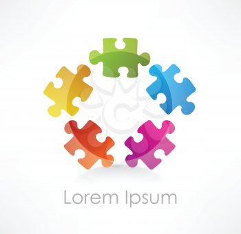 Colorful puzzle piece vector icon