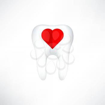 Tooth  On White Background. Vector Illustration