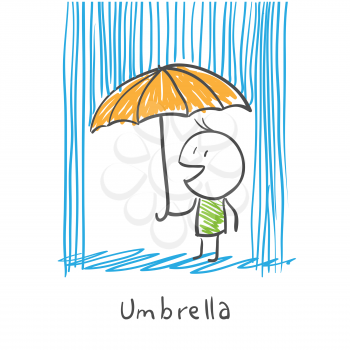 Man with umbrella under rain
