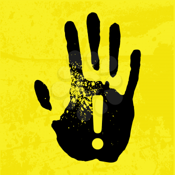 Hand print on a yellow background