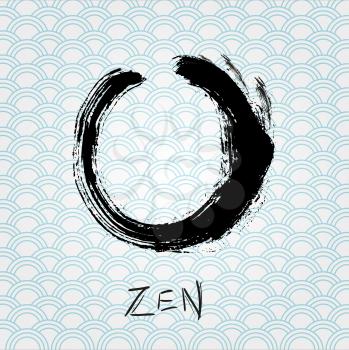 Zen calligraphy brushstroke circle. Oriental character.