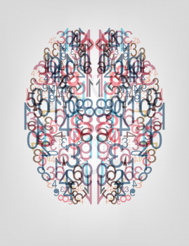 Number  background. Digital brain