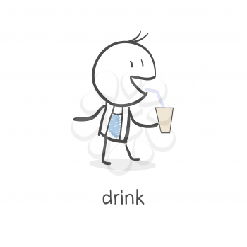 Person drinks.