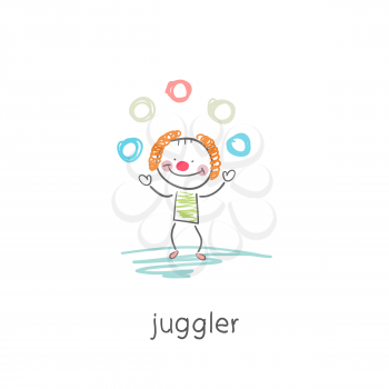 Clown juggler. Illustration.