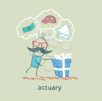 actuary with a gift in which the cars, houses, money