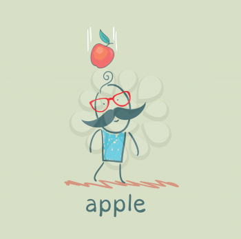 man falls down an apple