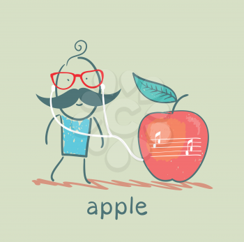 man listening to music on headphones apple