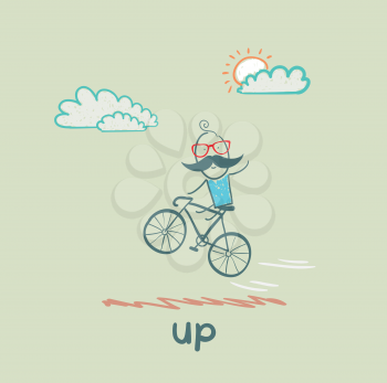 man flying on a bicycle