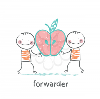 forwarder is holding an apple