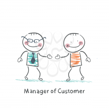 Manager Customer greets with the client