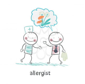 Allergist says to the patient's illness