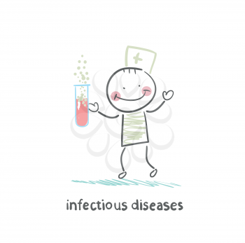 infectious diseases specialist working with test tubes in which the infection