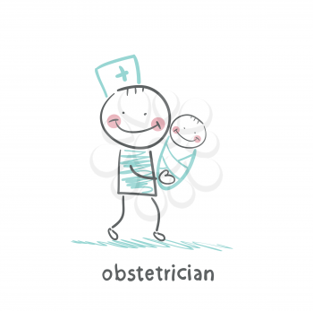 obstetrician with baby